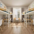 Letto a soppalco singolo con scaletta e sponda di protezione – Nero/Bianco crema/Oro/Rosa/Grigio argento, Struttura in metallo, 1 persona
