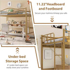 Letto a soppalco singolo con scaletta e sponda di protezione – Nero/Bianco crema/Oro/Rosa/Grigio argento, Struttura in metallo, 1 persona