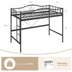 Letto a soppalco singolo con scaletta e sponda di protezione – Nero/Bianco crema/Oro/Rosa/Grigio argento, Struttura in metallo, 1 persona