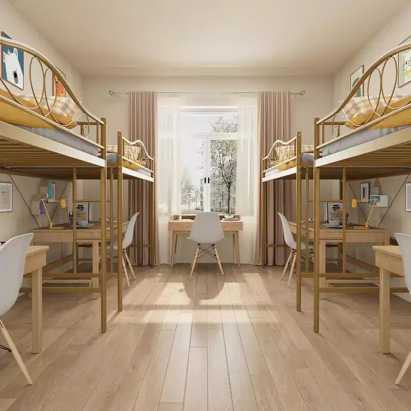 Letto a soppalco singolo con scaletta e sponda di protezione – Nero/Bianco crema/Oro/Rosa/Grigio argento, Struttura in metallo, 1 persona