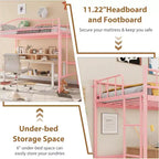 Letto a soppalco singolo con scaletta e sponda di protezione – Nero/Bianco crema/Oro/Rosa/Grigio argento, Struttura in metallo, 1 persona