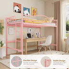 Letto a soppalco singolo con scaletta e sponda di protezione – Nero/Bianco crema/Oro/Rosa/Grigio argento, Struttura in metallo, 1 persona