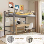Letto a soppalco singolo con scaletta e sponda di protezione – Nero/Bianco crema/Oro/Rosa/Grigio argento, Struttura in metallo, 1 persona
