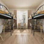 Letto a soppalco singolo con scaletta e sponda di protezione – Nero/Bianco crema/Oro/Rosa/Grigio argento, Struttura in metallo, 1 persona