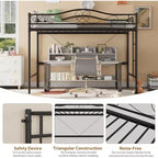 Letto a soppalco singolo con scaletta e sponda di protezione – Nero/Bianco crema/Oro/Rosa/Grigio argento, Struttura in metallo, 1 persona