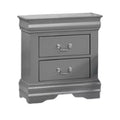 Royal Hampton Nightstand, 2 Drawers, Light Gray Solid Wood, Nickel Drop Handles