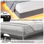 Struttura letto a piattaforma flottante imbottita nera / grigia / bianco sporco con LED RGB e testiera contenitore, per 1-2 adulti