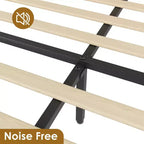 Letto a Piattaforma con Testiera in Rattan Quercia Naturale e 2 Cassetti Contenitore – Matrimoniale / Queen / King, 1-Persona