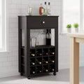 Homy Casa 39 Bar and Coffee Cart with Bottle Racks and Drawer for Kitchen or Living Room, Black