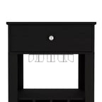 Carrello bar nero su ruote con cassetto e portabottiglie, monoposto