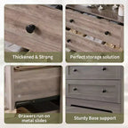 Cassettiera verticale in legno con 5 cassetti, colore nero/grigio