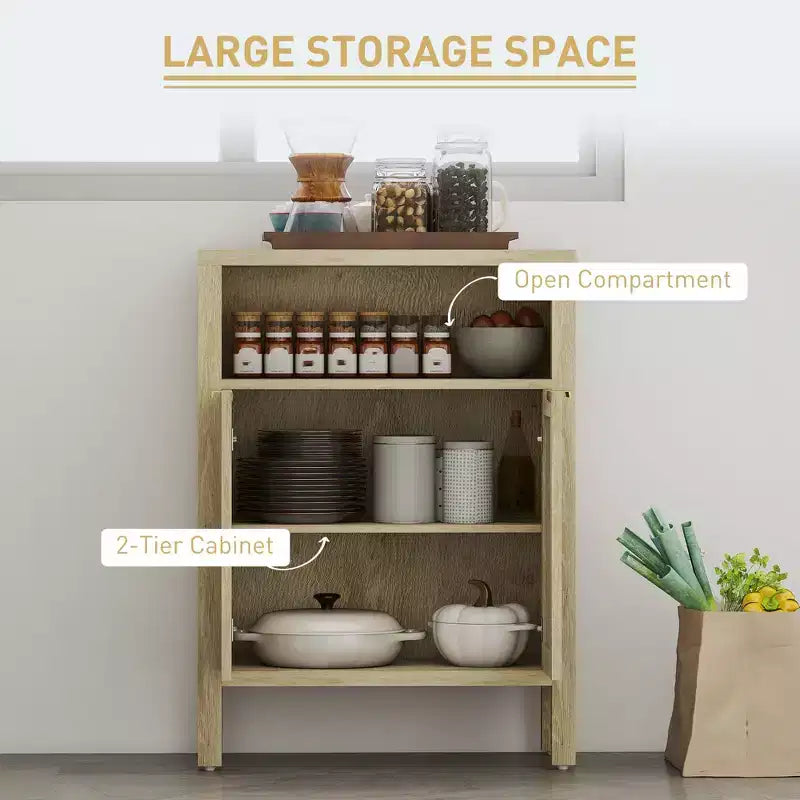 Credenza a buffet con anta in rattan nero anticato/naturale, assemblaggio per 1 persona