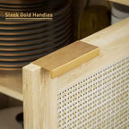 Credenza a buffet con anta in rattan nero anticato/naturale, assemblaggio per 1 persona