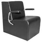 Sedia da parrucchiere in vinile cromato con piattaforma, set da 2
