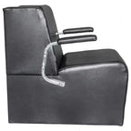Sedia da parrucchiere in vinile cromato con piattaforma, set da 2