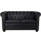 Divanetto Chesterfield 2 posti in similpelle - Nero / Bianco