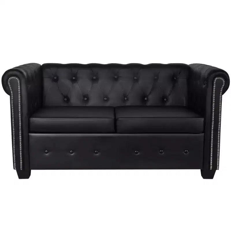 Divanetto Chesterfield 2 posti in similpelle - Nero / Bianco