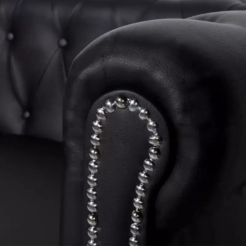 Divanetto Chesterfield 2 posti in similpelle - Nero / Bianco
