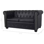 Divanetto Chesterfield 2 posti in similpelle - Nero / Bianco
