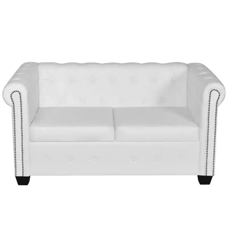 Divanetto Chesterfield 2 posti in similpelle - Nero / Bianco