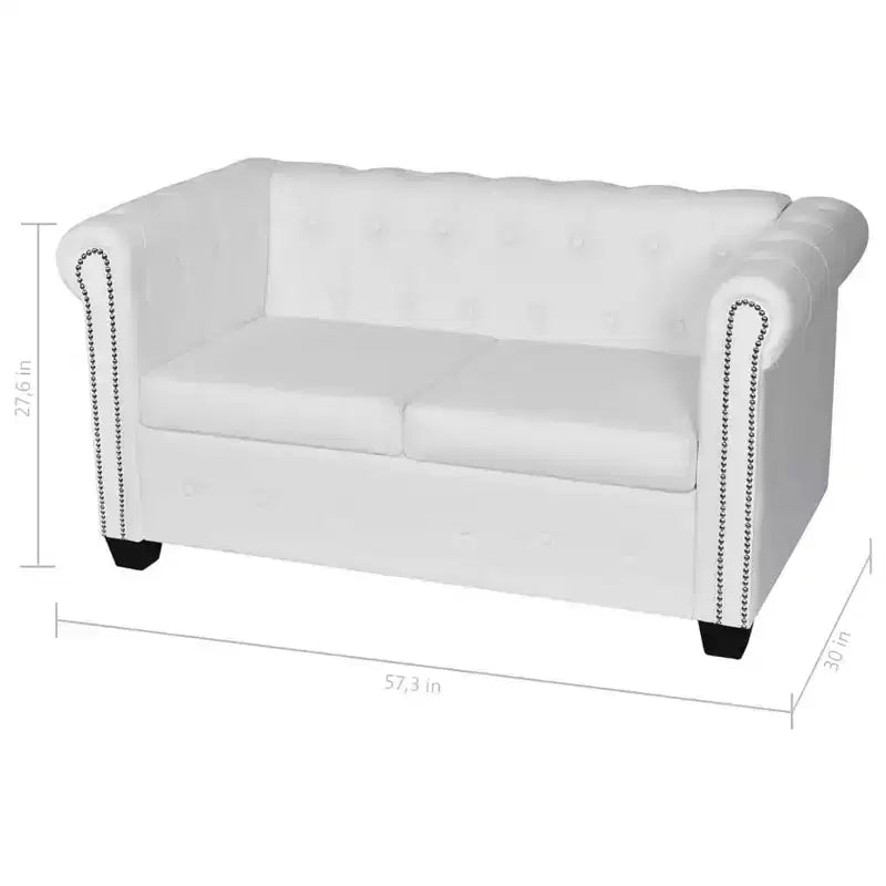 Divanetto Chesterfield 2 posti in similpelle - Nero / Bianco