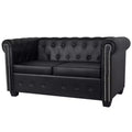 Divanetto Chesterfield 2 posti in similpelle - Nero / Bianco