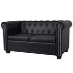 Divanetto Chesterfield 2 posti in similpelle - Nero / Bianco