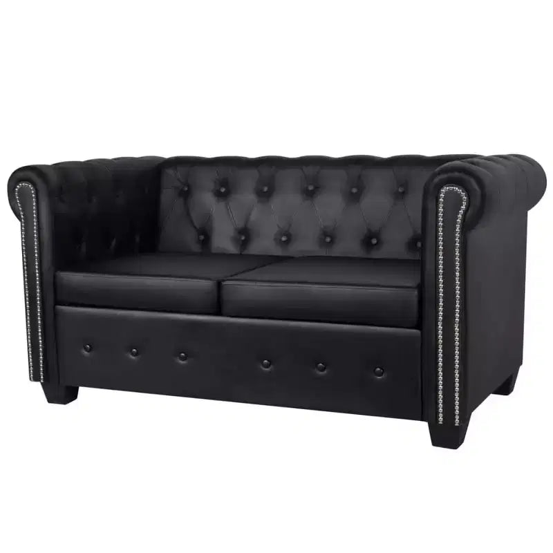 Divanetto Chesterfield 2 posti in similpelle - Nero / Bianco