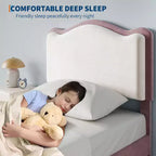 Telaio letto singolo imbottito con cassetto contenitore e testiera | Beige / Blu / Rosa | Per 1