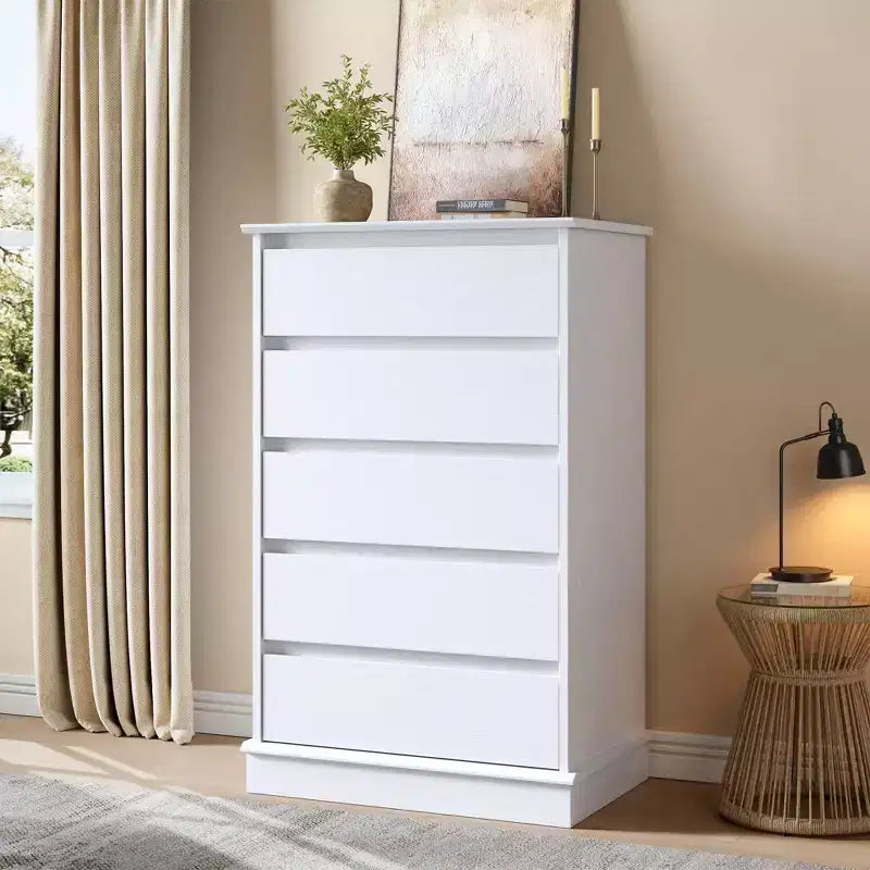 5 Drawer Dressers for Bedroom, Chest of Drawers with Deep Drawers, Large Double Dresser for Closet, Wooden Dresser for Living Room Hallway Kids Room