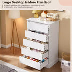 Cassettiera bianca a 5 cassetti, stile rattan, singola