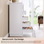 Cassettiera bianca a 5 cassetti, stile rattan, singola
