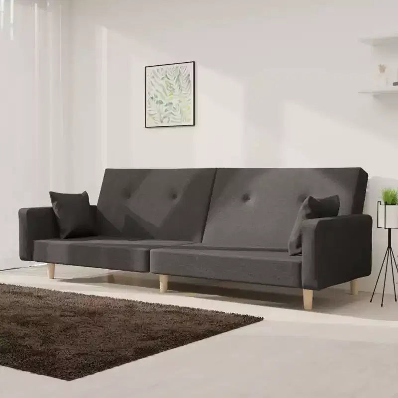 Divano letto convertibile 2 posti con cuscini, imbottito, 2 sedute