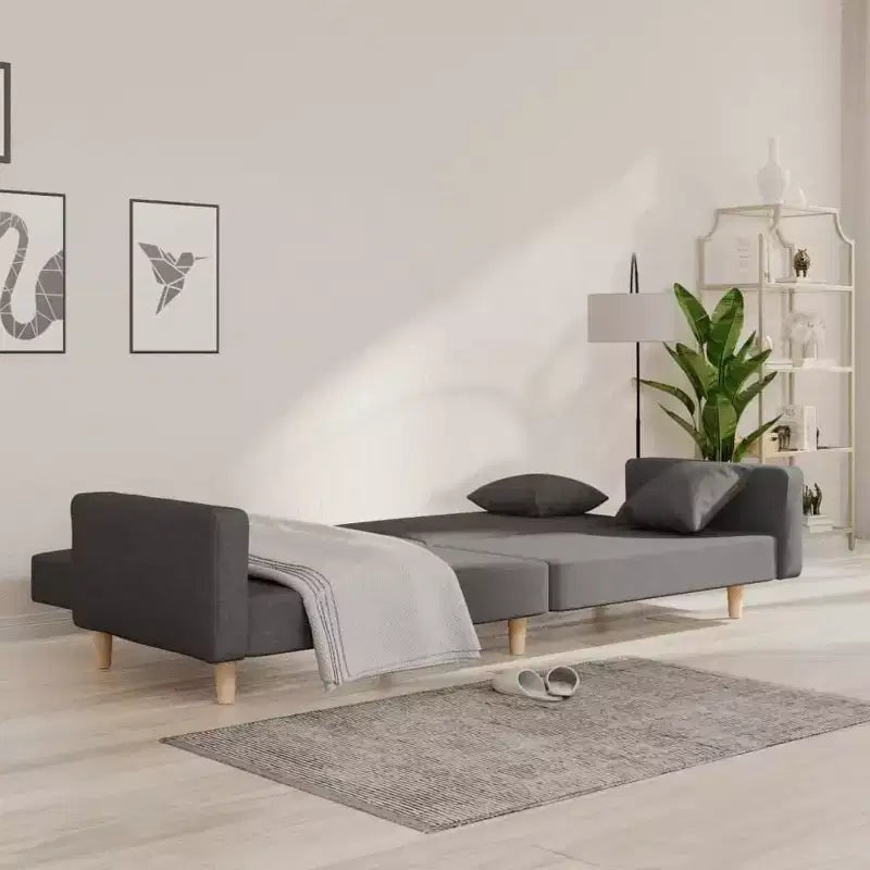 Divano letto convertibile 2 posti con cuscini, imbottito, 2 sedute