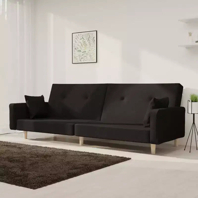 Divano letto convertibile 2 posti con cuscini, imbottito, 2 sedute