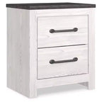 Comodino Rustico Bianco e Grigio con 2 Cassetti – 1 Persona