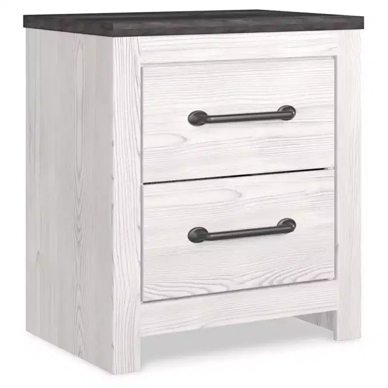 Comodino Rustico Bianco e Grigio con 2 Cassetti – 1 Persona