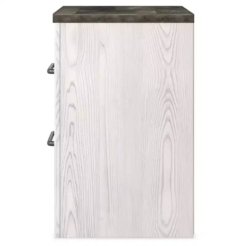 Comodino Rustico Bianco e Grigio con 2 Cassetti – 1 Persona