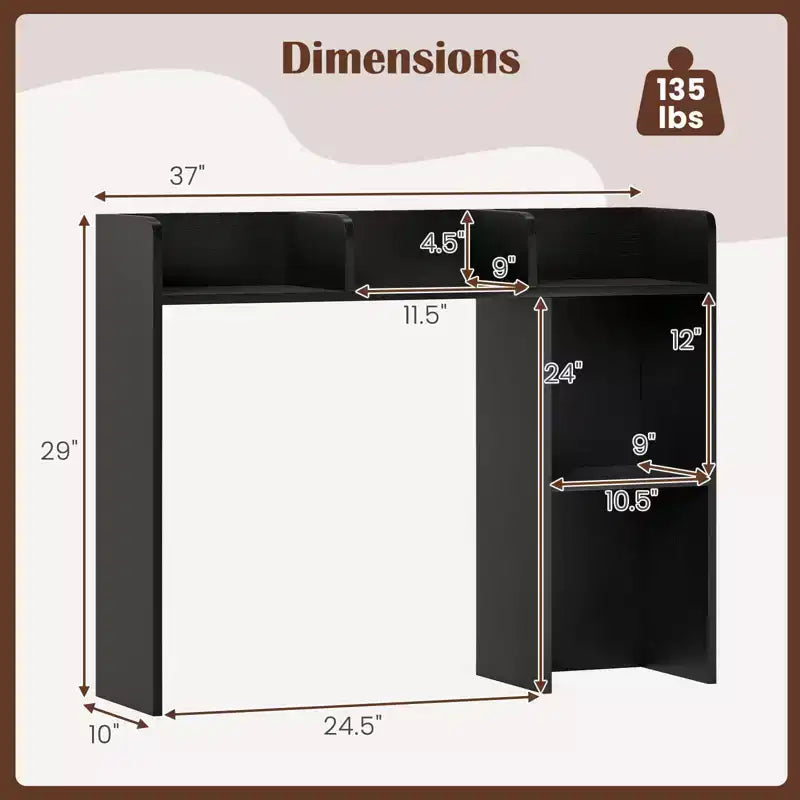 Libreria da scrivania a credenza beige/nera/marrone/grigia/naturale/noce/bianca – 1 persona