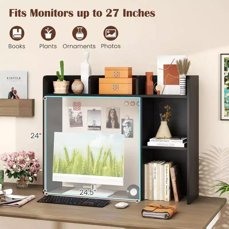 Libreria da scrivania a credenza beige/nera/marrone/grigia/naturale/noce/bianca – 1 persona