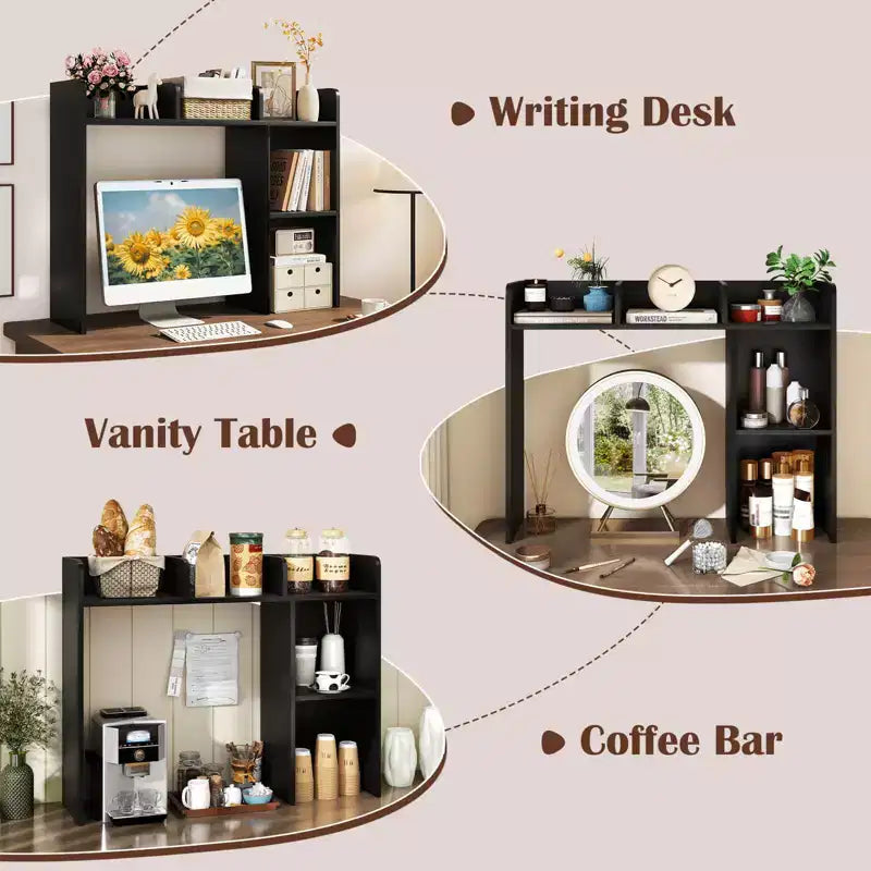 Libreria da scrivania a credenza beige/nera/marrone/grigia/naturale/noce/bianca – 1 persona