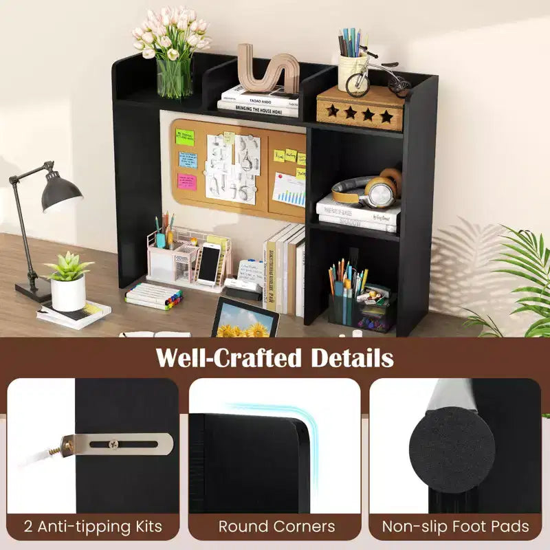 Libreria da scrivania a credenza beige/nera/marrone/grigia/naturale/noce/bianca – 1 persona