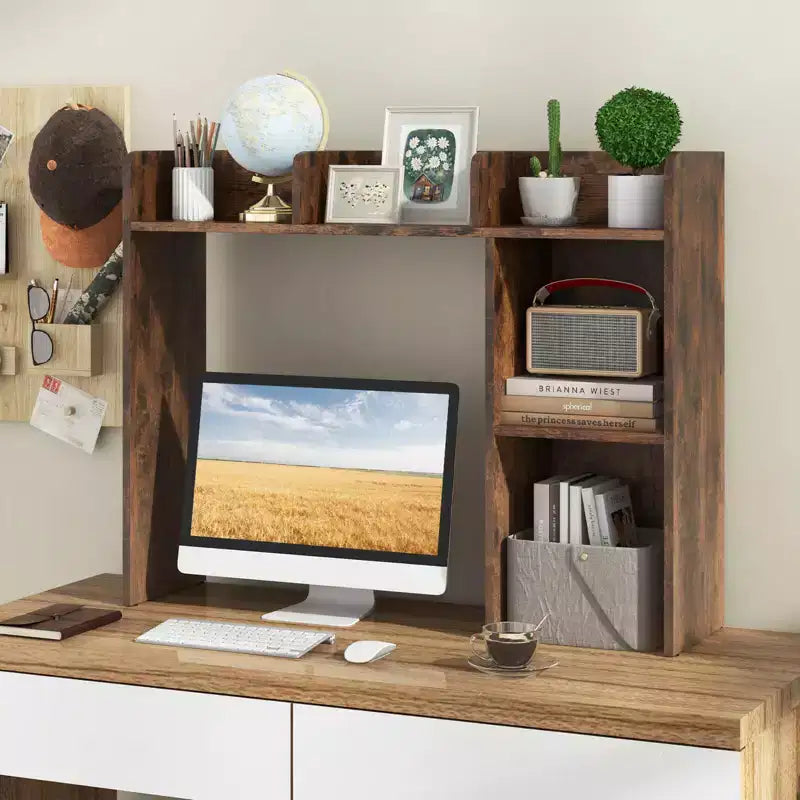 Libreria da scrivania a credenza beige/nera/marrone/grigia/naturale/noce/bianca – 1 persona