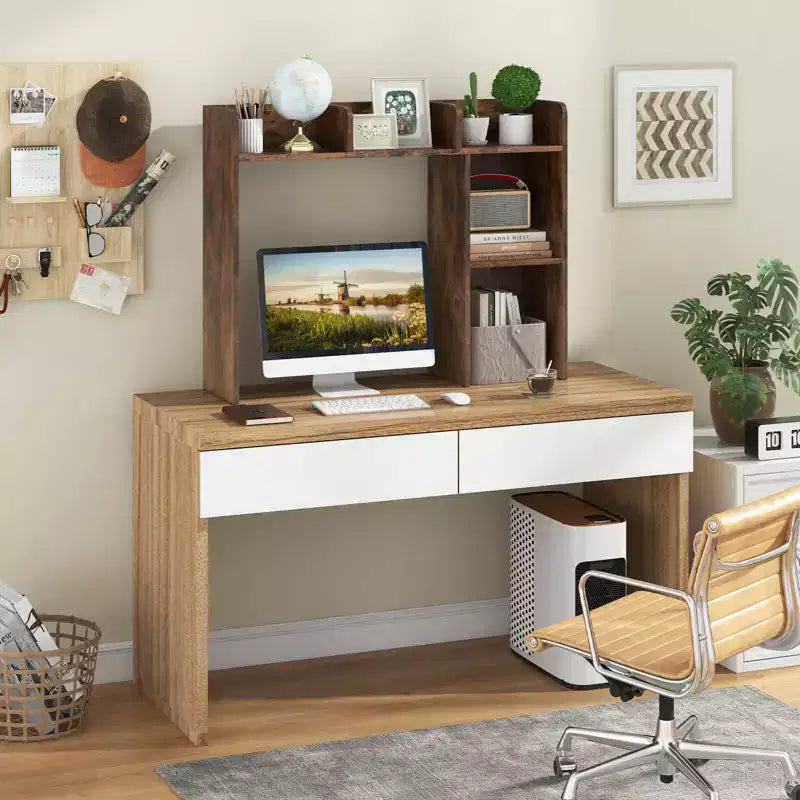 Libreria da scrivania a credenza beige/nera/marrone/grigia/naturale/noce/bianca – 1 persona