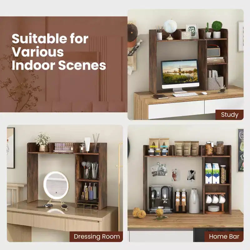 Libreria da scrivania a credenza beige/nera/marrone/grigia/naturale/noce/bianca – 1 persona