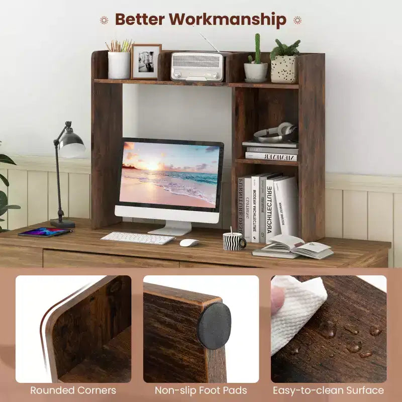 Libreria da scrivania a credenza beige/nera/marrone/grigia/naturale/noce/bianca – 1 persona