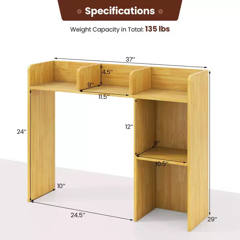 Libreria da scrivania a credenza beige/nera/marrone/grigia/naturale/noce/bianca – 1 persona