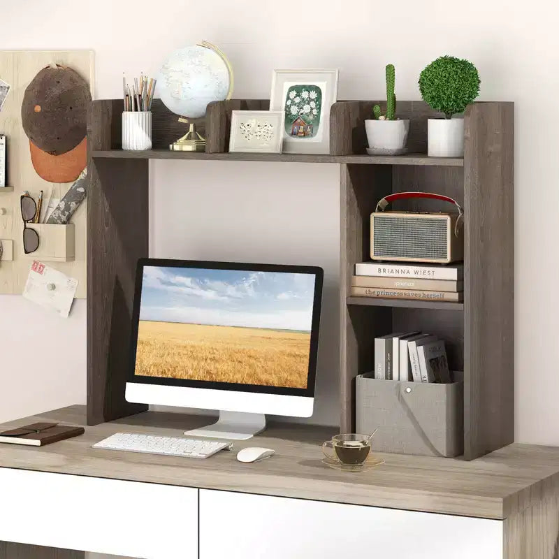 Libreria da scrivania a credenza beige/nera/marrone/grigia/naturale/noce/bianca – 1 persona