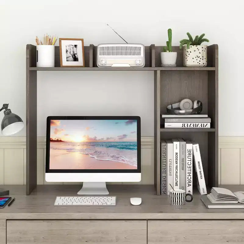 Libreria da scrivania a credenza beige/nera/marrone/grigia/naturale/noce/bianca – 1 persona