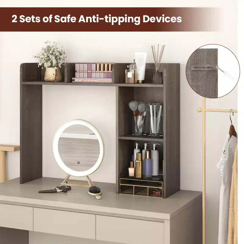Libreria da scrivania a credenza beige/nera/marrone/grigia/naturale/noce/bianca – 1 persona